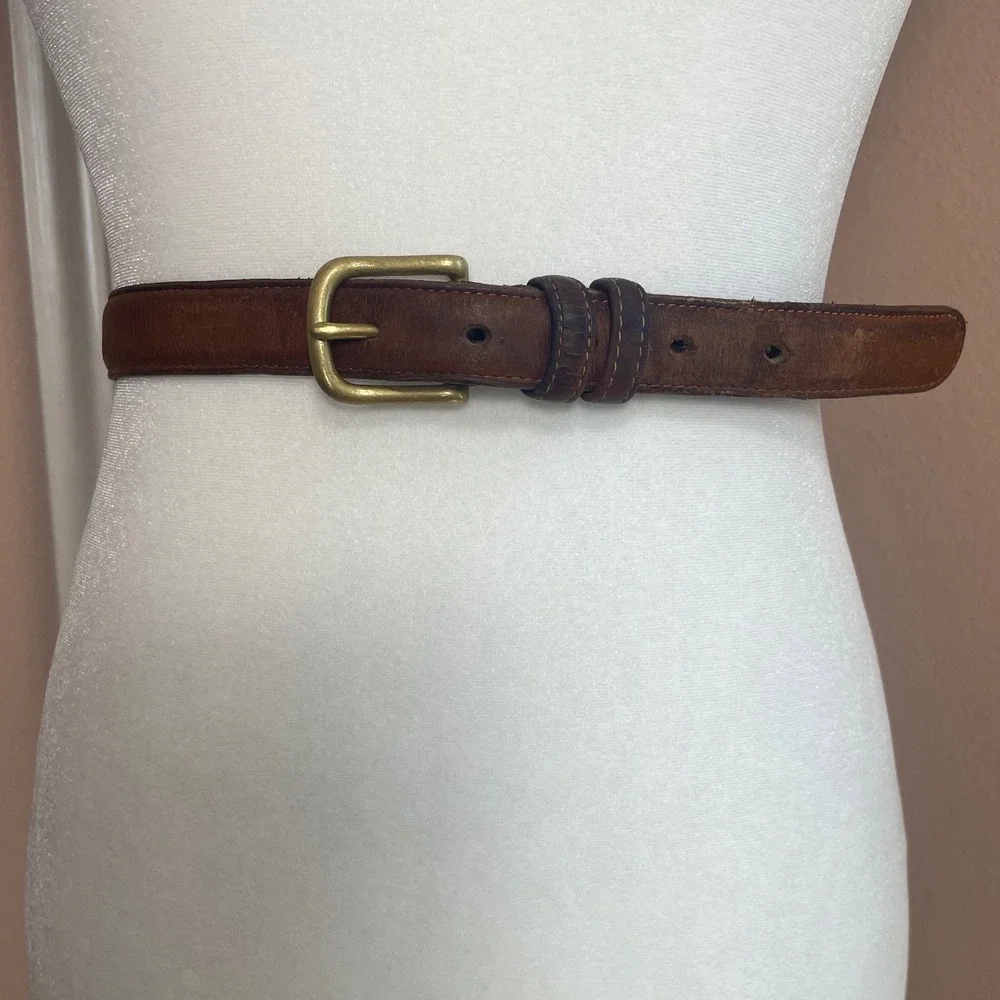 Vintage Coach British Tan Leather Belt 6600 Solid Brass Buckle USA Made 34 85